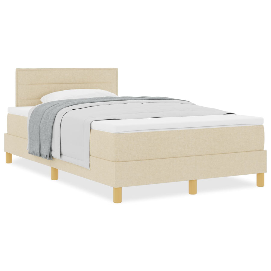 Boxspring Bed Met Matras Stof Crème 120 x 200 cm Lijnen ontwerp