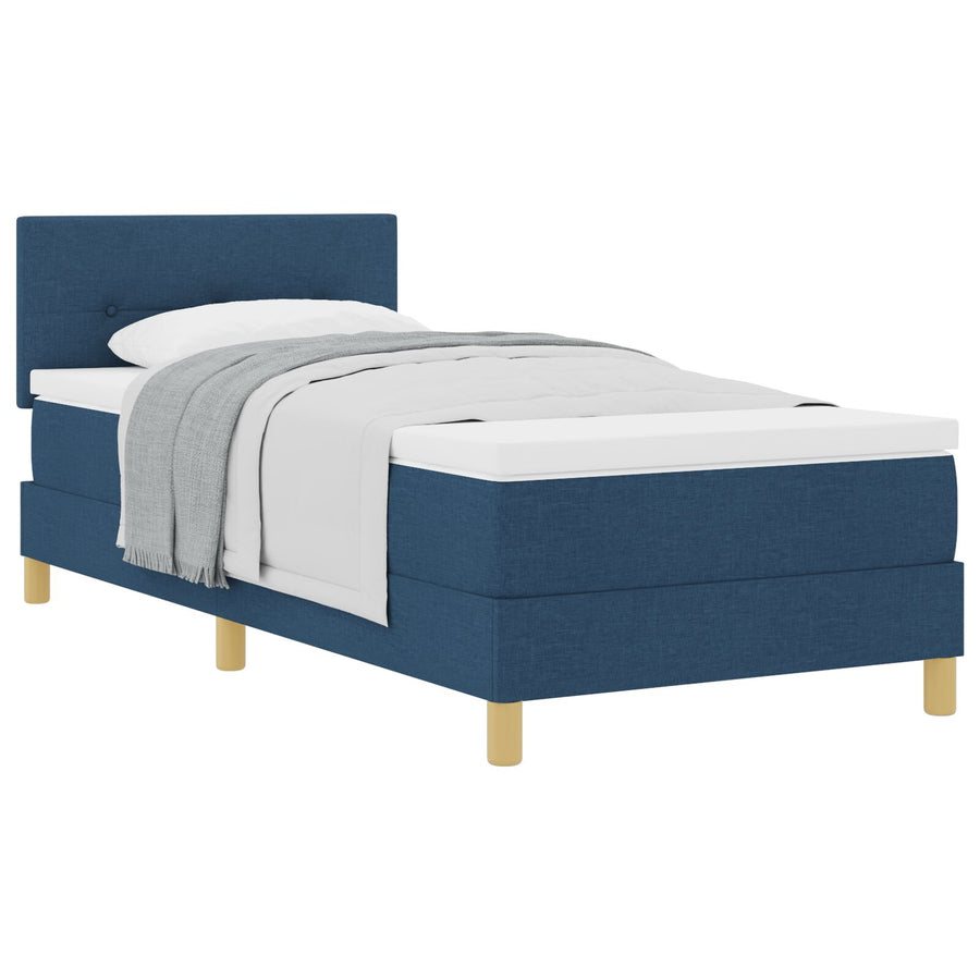 Boxspringbed Met Matras Stof Blauw 100 x 200 cm Knoopgestikt