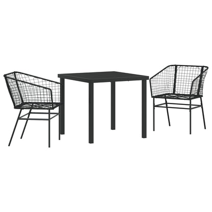 3-Delig Tuinset Zwart Poly Riet