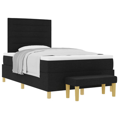 Boxspring Bed Met Matras & Bank Stof Zwart 120 x 200 cm Lijnen ontwerp