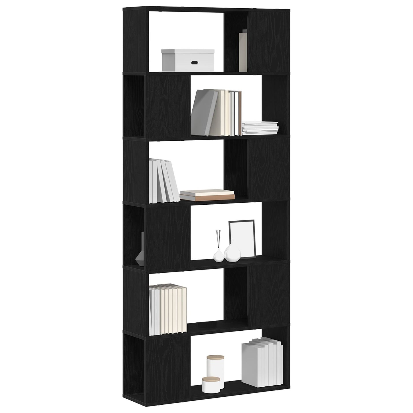 Boekenplank Ingenieurshout Zwart eiken 80 x 24 x 186 cm