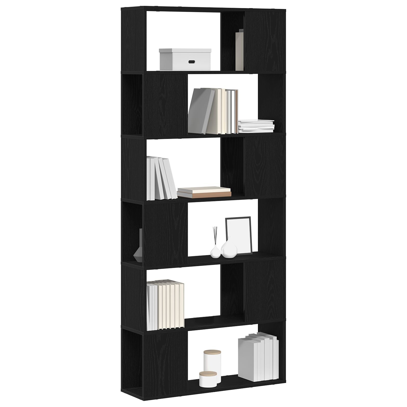 Boekenplank Ingenieurshout Zwart eiken 80 x 24 x 186 cm