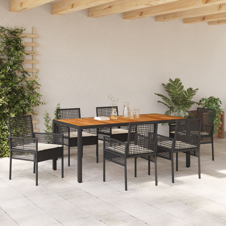 Eetset Set Van 4 Zwart En Crèmekleurig Rattan En Staal