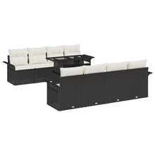 9-Delige Tuin Sofa Set Met Kussens Zwart Poly Riet