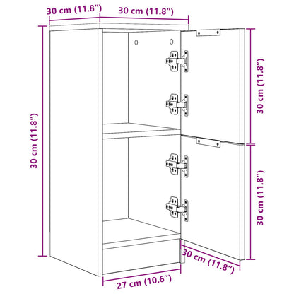 Dressoirs 2 Stuks In Zwart Eiken, 30X30X70 Cm, Gemaakt Van Geengineerd Hout