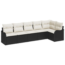6-delige Tuin Sofa Set met Kussens Zwart Poly Rattan, vidaXL 2-zitter Tuin Sofa met Kussens Zwart Poly Rattan