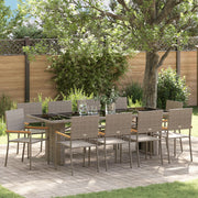 Tuin eettafelset 11-delig poly rattan grijs