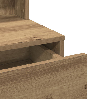 Kaptafel Met Spiegel En Led's Artisan Eiken Geïndustrialiseerd Hout
