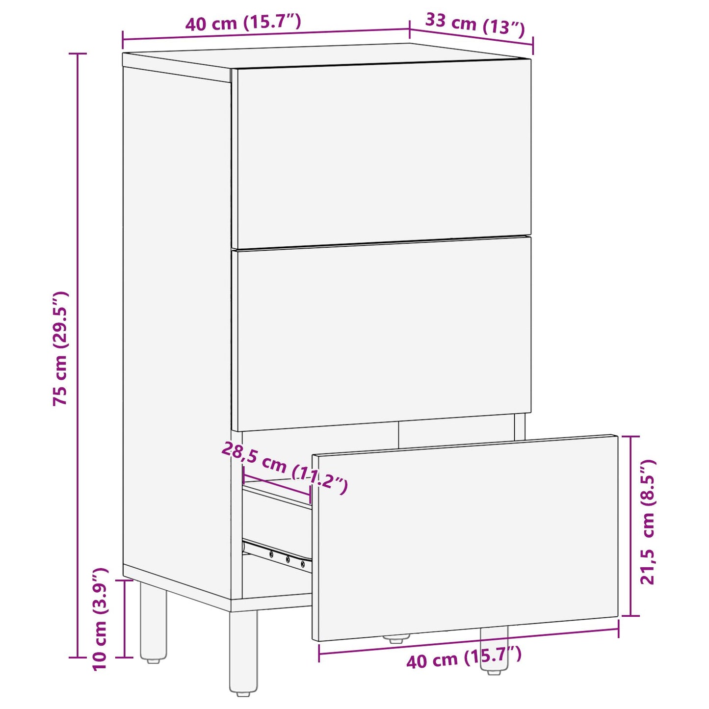 Dressoir 40X33X75 Cm