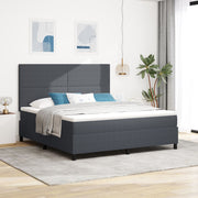 Box Spring Bed Dark Gray and White 180 x 200 cm Cotton Fabric