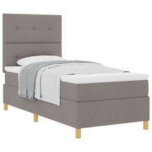 Boxspring Bed Met Matras Taupe 100X200 Cm Stof Blauw