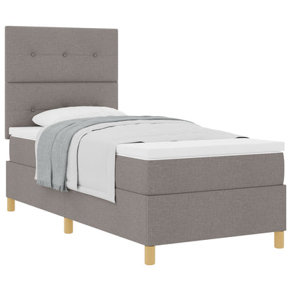 Boxspring Bed Met Matras Taupe 100X200 Cm Stof Blauw