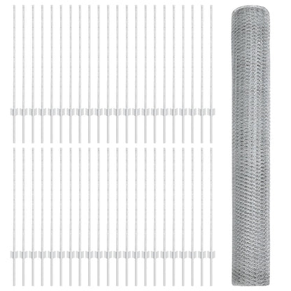 Hekpalen 22 Stuks U-Kanaal 100 Cm Gegalvaniseerd Staal,  Hexagon Hek 1X100 M Gegalvaniseerd Staal