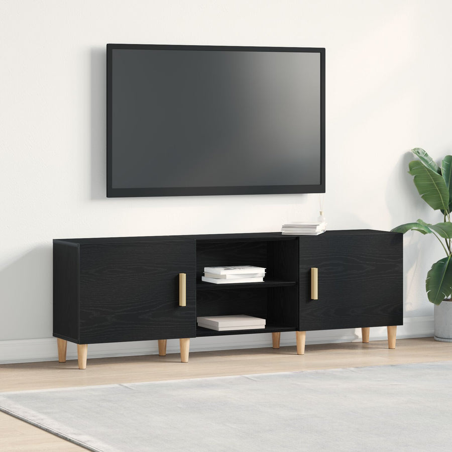 Tv-Meubel - Zwart Eiken, 150X30X50 Cm, Gemaakt Van Bewerkt Hout