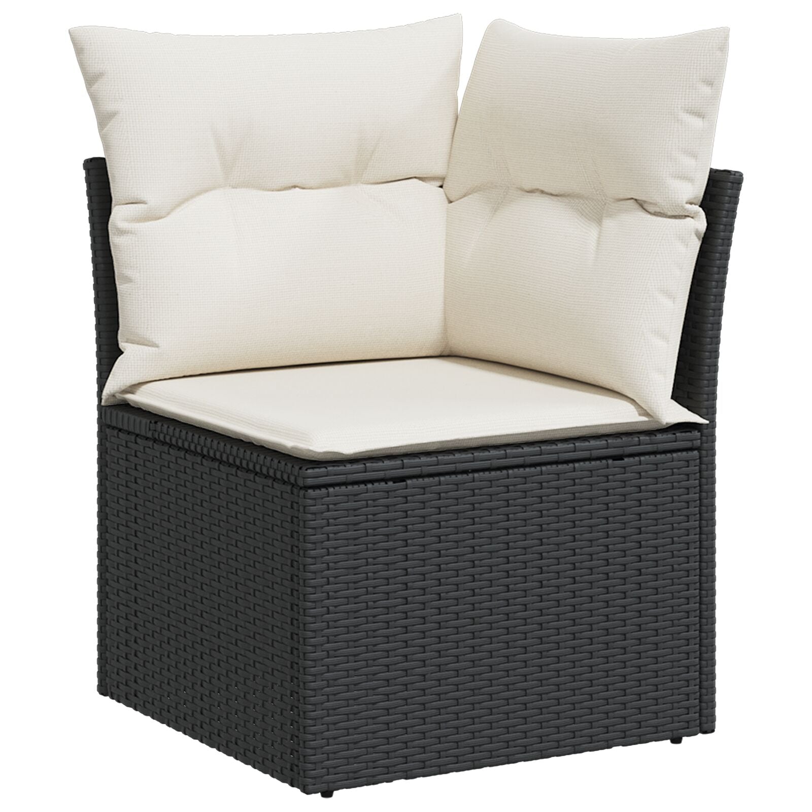 4-Delige Tuinbank Set Met Kussens Bruin Poly Rattan Zwart en Wit met tafel