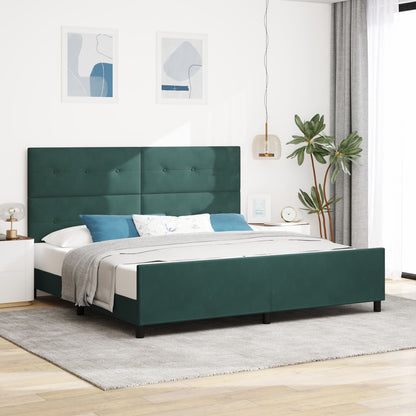 Bed Frame Donkergroen 200X200 Cm Fluweel Crème