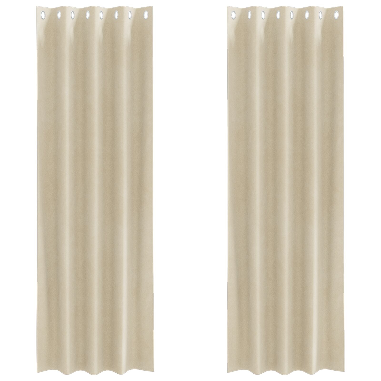 Zwarte Verduisteringsgordijnen 2 Stuks Velours Crème 140 x 260 cm met oogjes