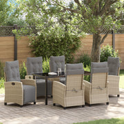 Garden Dining Set with Cushion 7 pcs Beige Poly Rattan