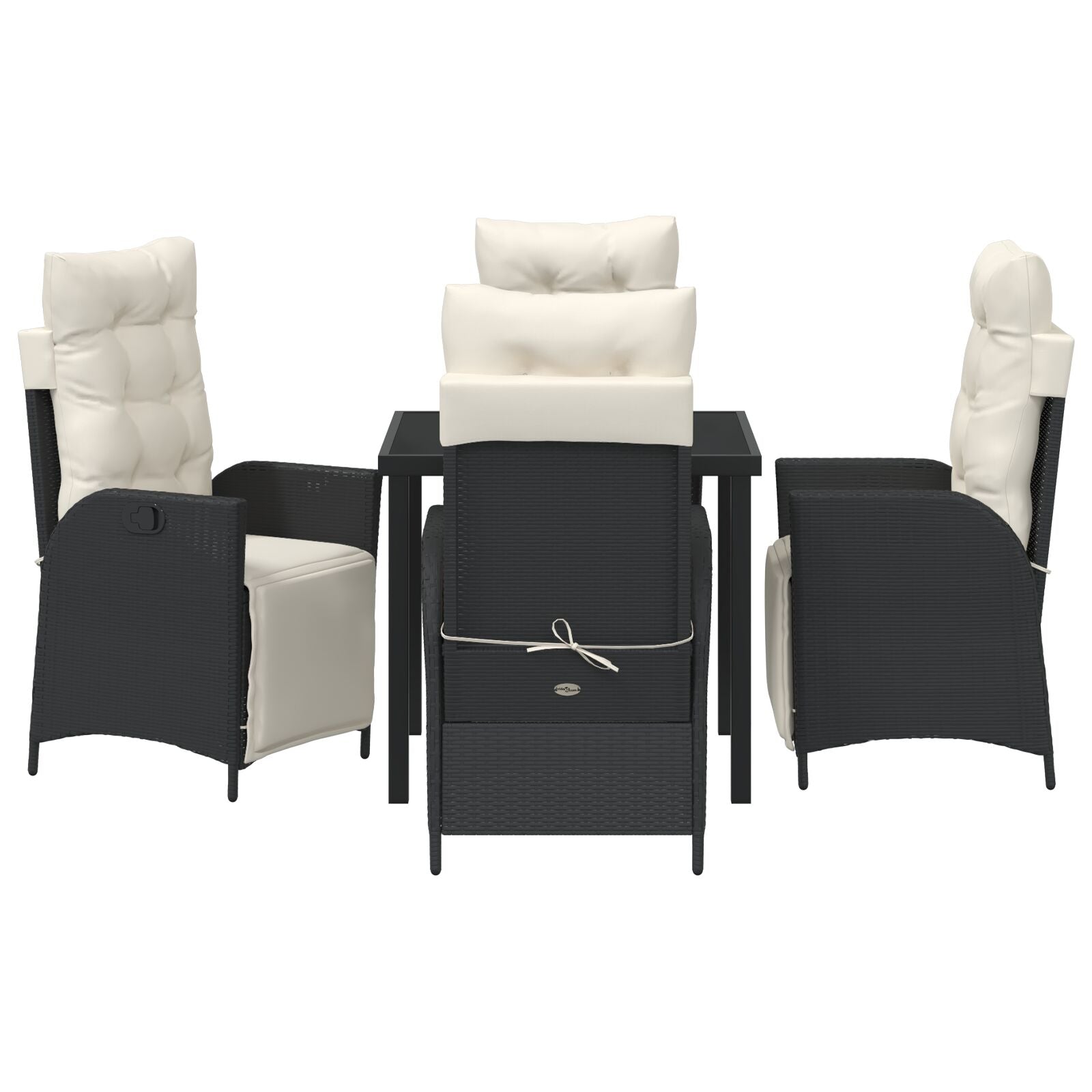 5-Delige Tuin Eetset Zwart Poly Rattan