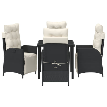 5-Delige Tuin Eetset Zwart Poly Rattan