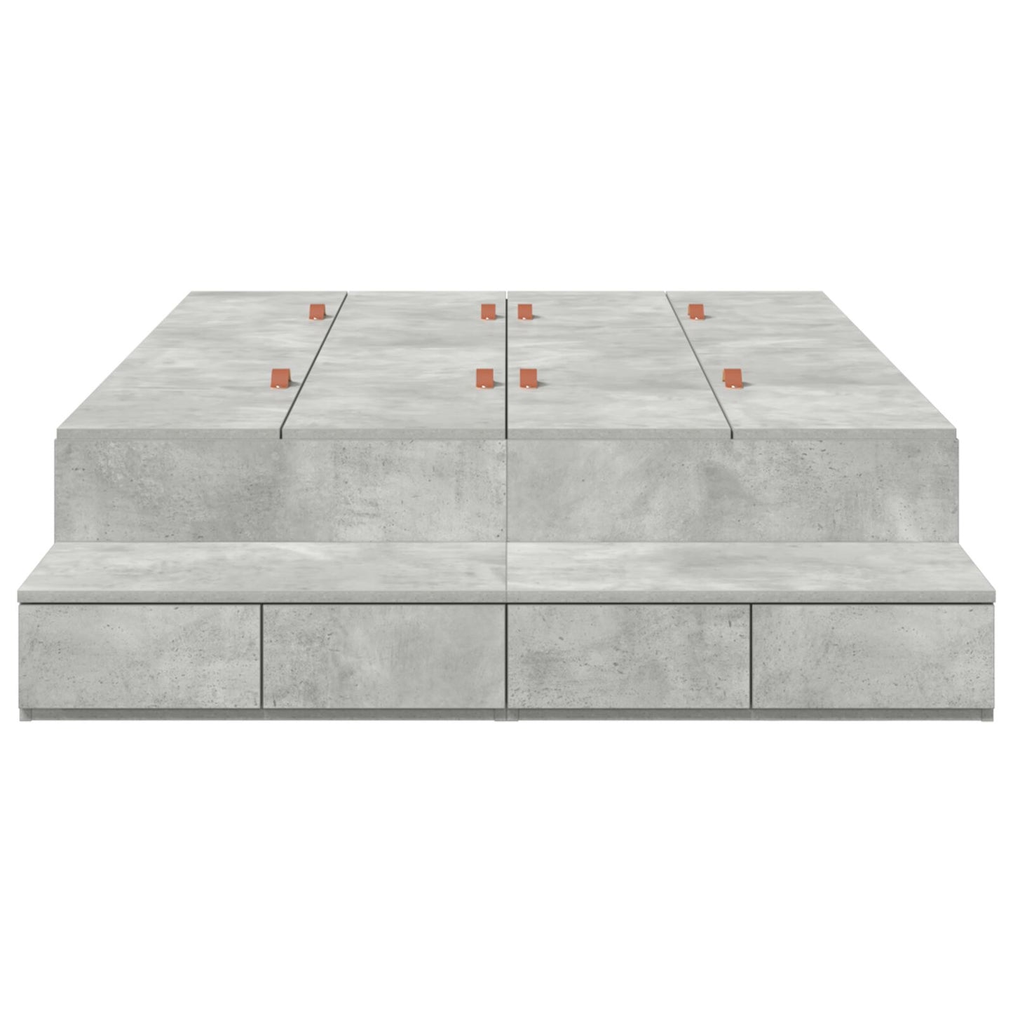 Opbergbedframe Beton Grijs Bewerkt Hout 120 X 190 Cm Artisanaal Eiken