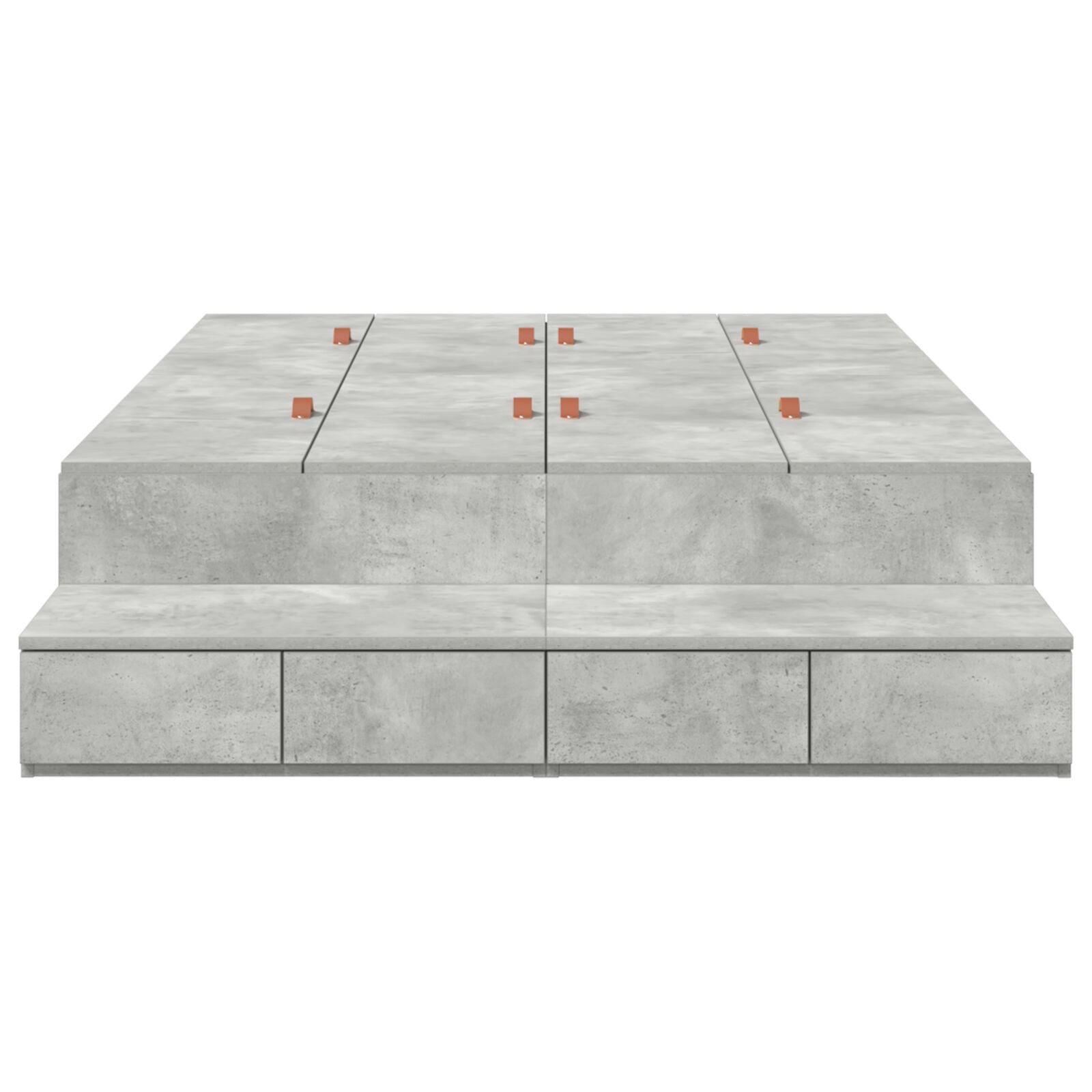 Opbergbedframe Beton Grijs Bewerkt Hout 120 X 190 Cm Artisanaal Eiken