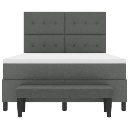Boxspring Bed Met Matras & Bank Stof Donkergrijs 160 x 200 cm Met knopen