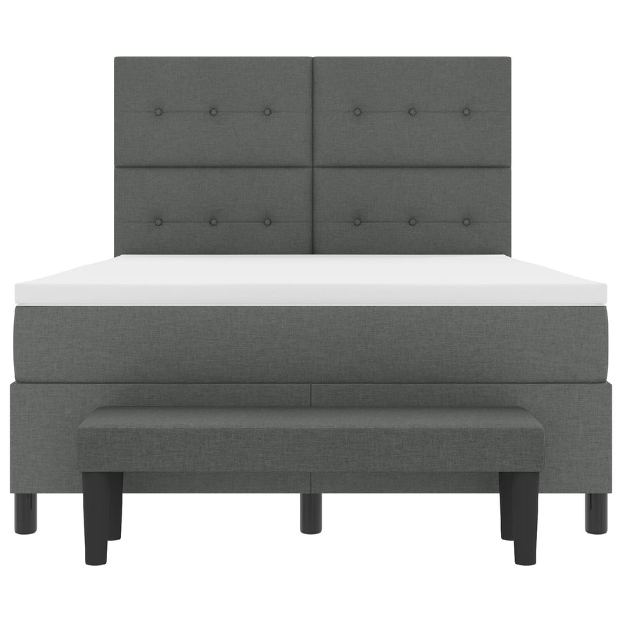 Boxspring Bed Met Matras & Bank Stof Donkergrijs 160 x 200 cm Met knopen