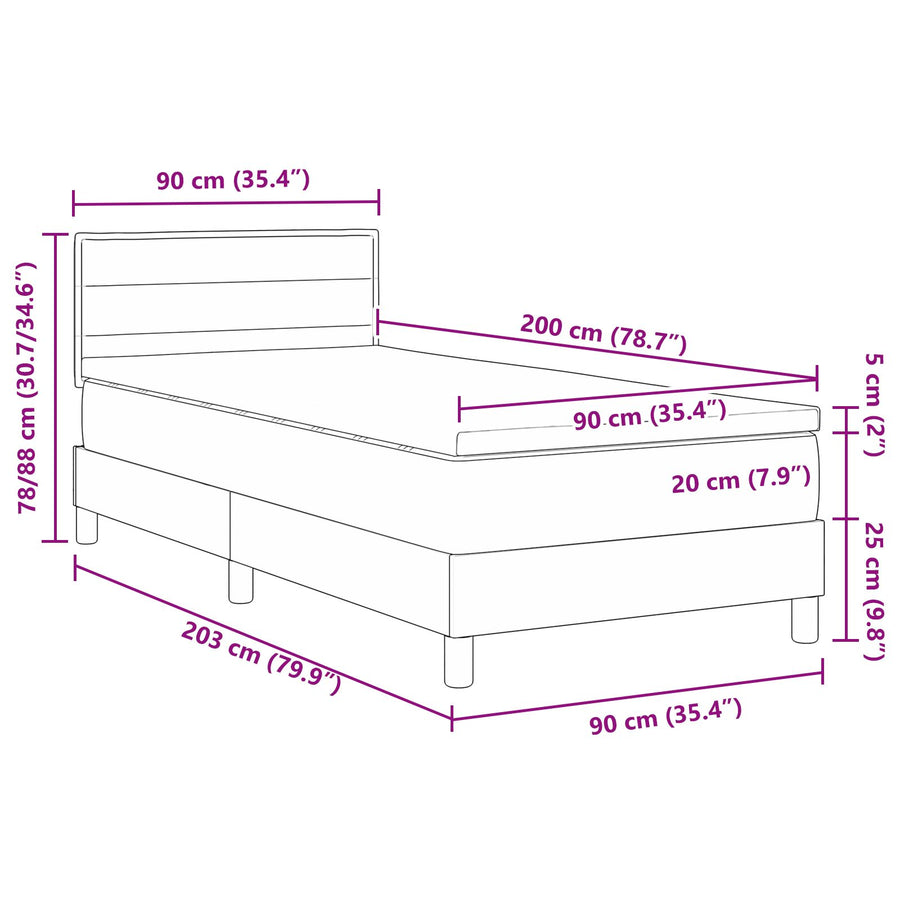 Boxspring Bed Met Matras Stof Donkerbruin 90 x 200 cm Gestreept design