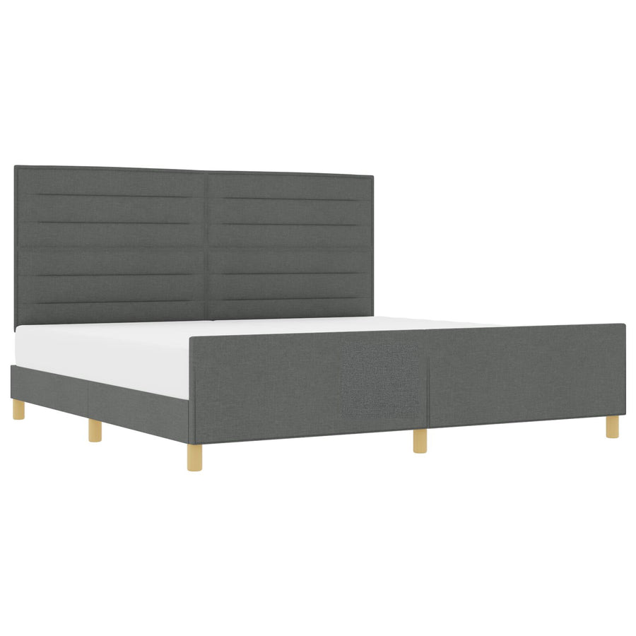 Donkergrijze Stof Bedframe 200X200 Cm Crème