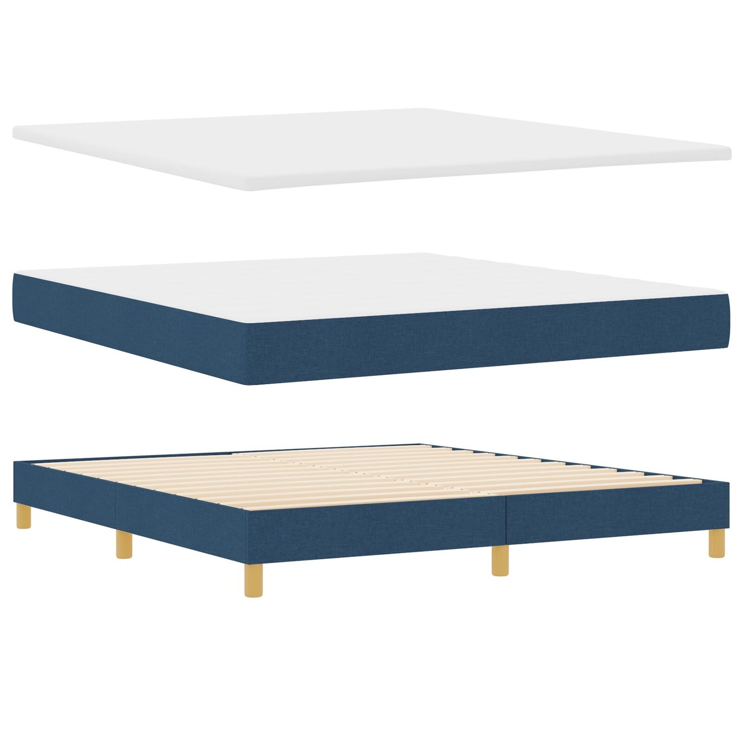 Boxspringbed Met Matras Blauw 180X200 Cm Stof Crème
