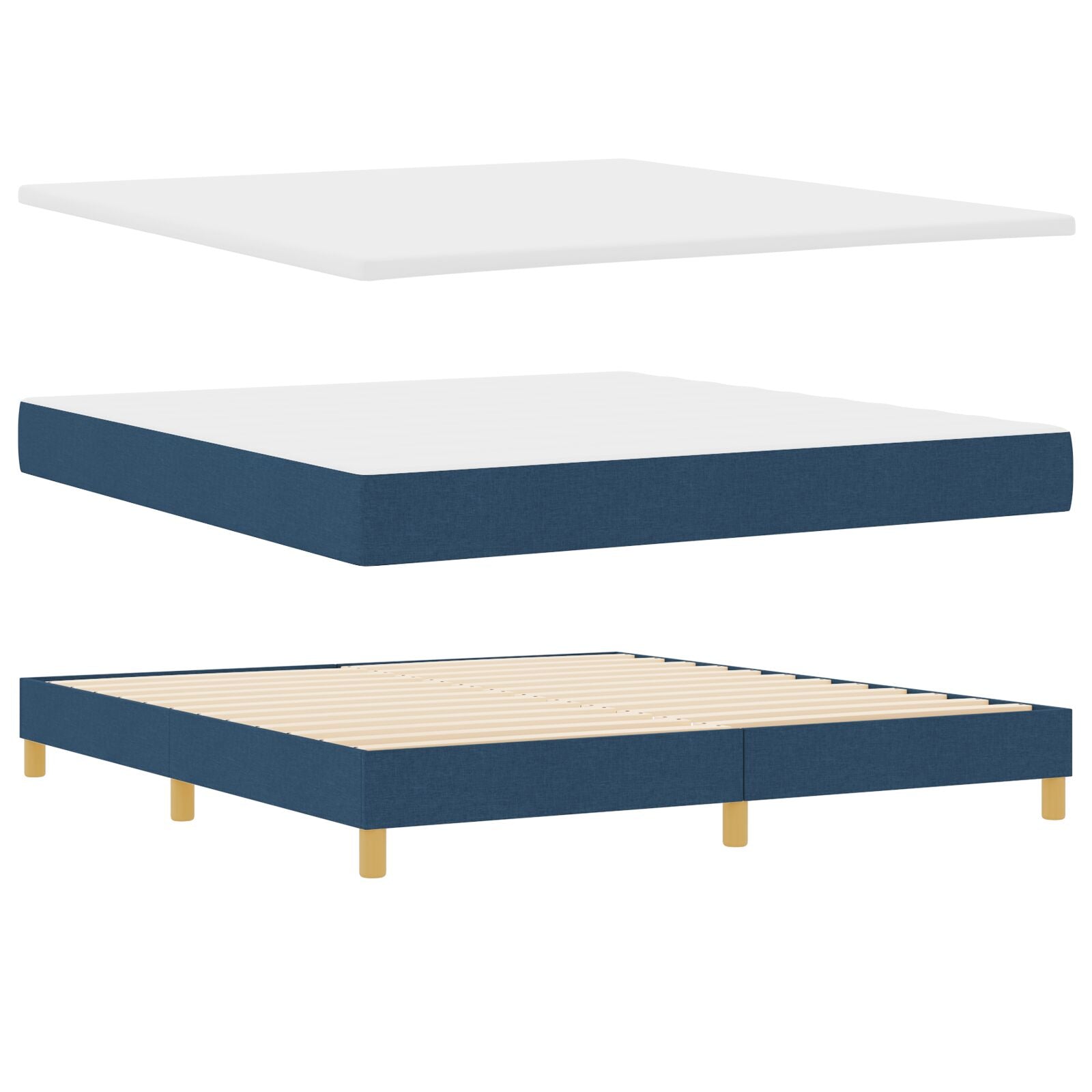 Boxspringbed Met Matras Blauw 180X200 Cm Stof Crème