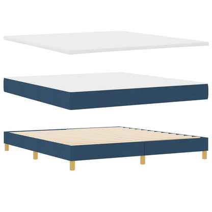 Boxspringbed Met Matras Blauw 180X200 Cm Stof Crème