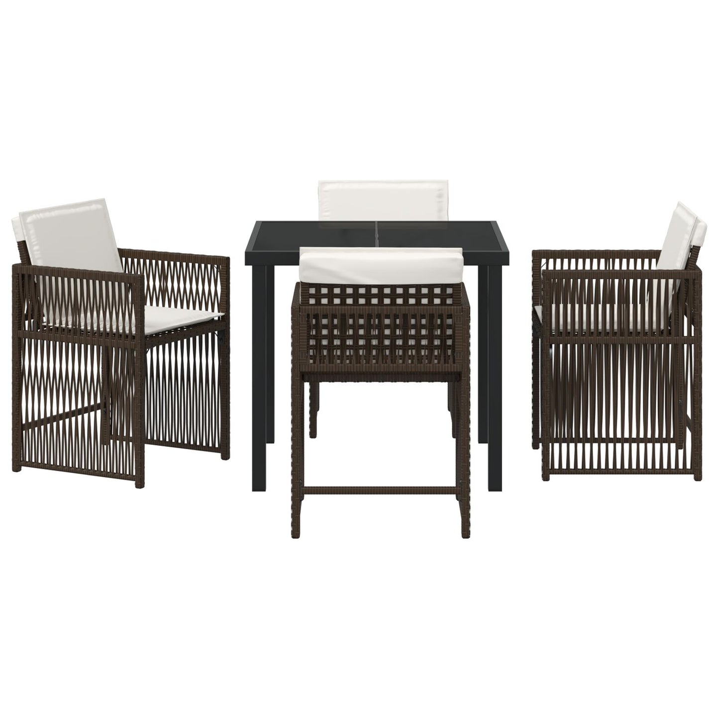 5-Delige Tuin Eetset Met Kussens Bruin Poly Rattan