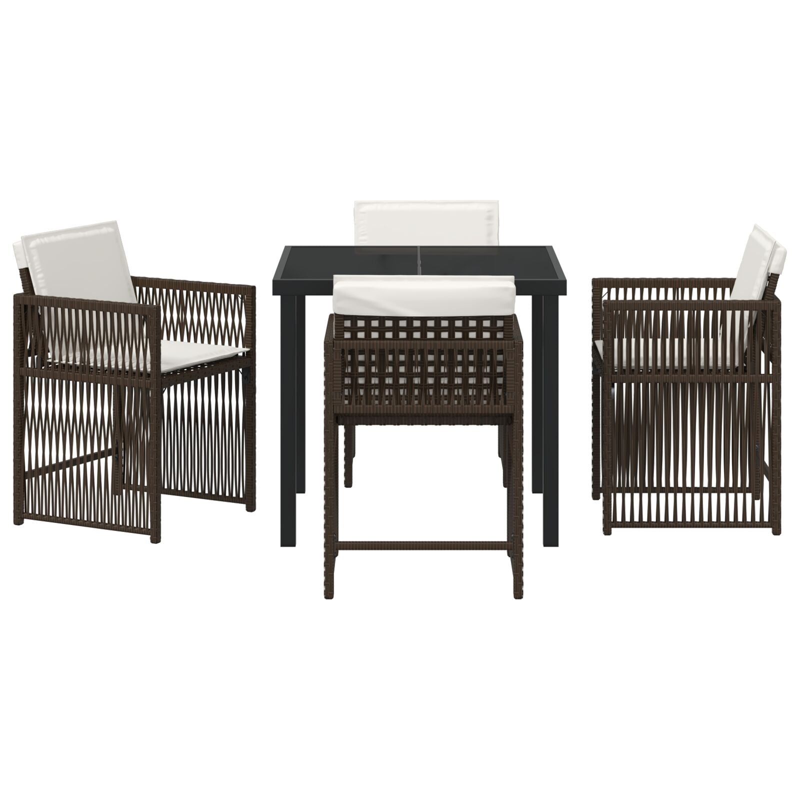 5-Delige Tuin Eetset Met Kussens Bruin Poly Rattan