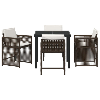 5-Delige Tuin Eetset Met Kussens Bruin Poly Rattan