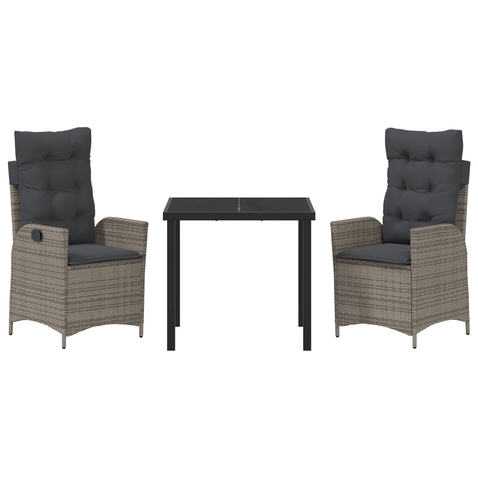 Set Van 2 Grijs Pe Rattan Standaard Afneembare Hoezen