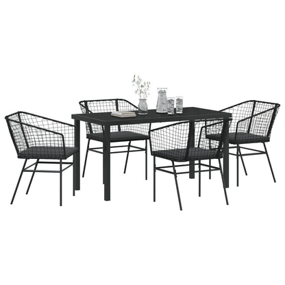 Set Van 3 Zwart En Donkergrijs Pe Rattan, Gepoedercoat Staal