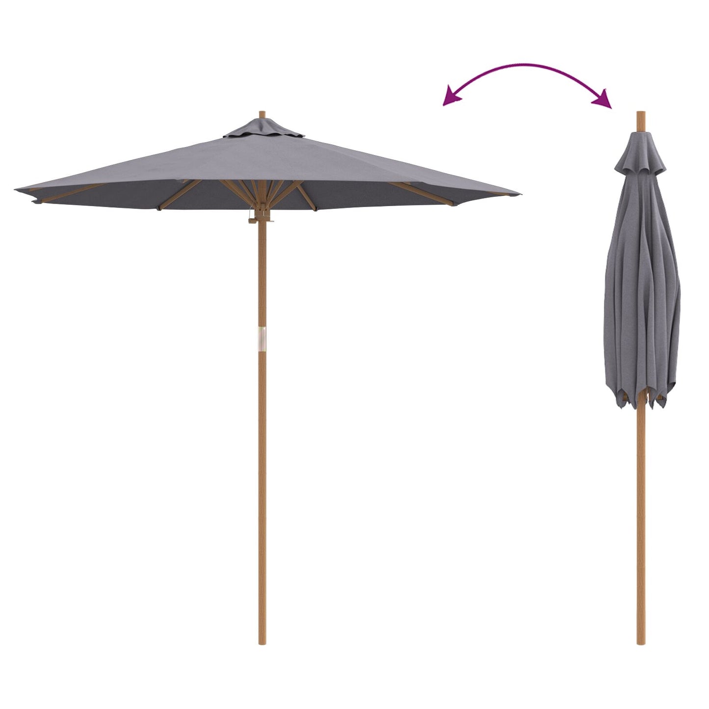 Tuinparasol 240X260 Cm Bamboe 240 x 240 x 260 cm Donkergrijs