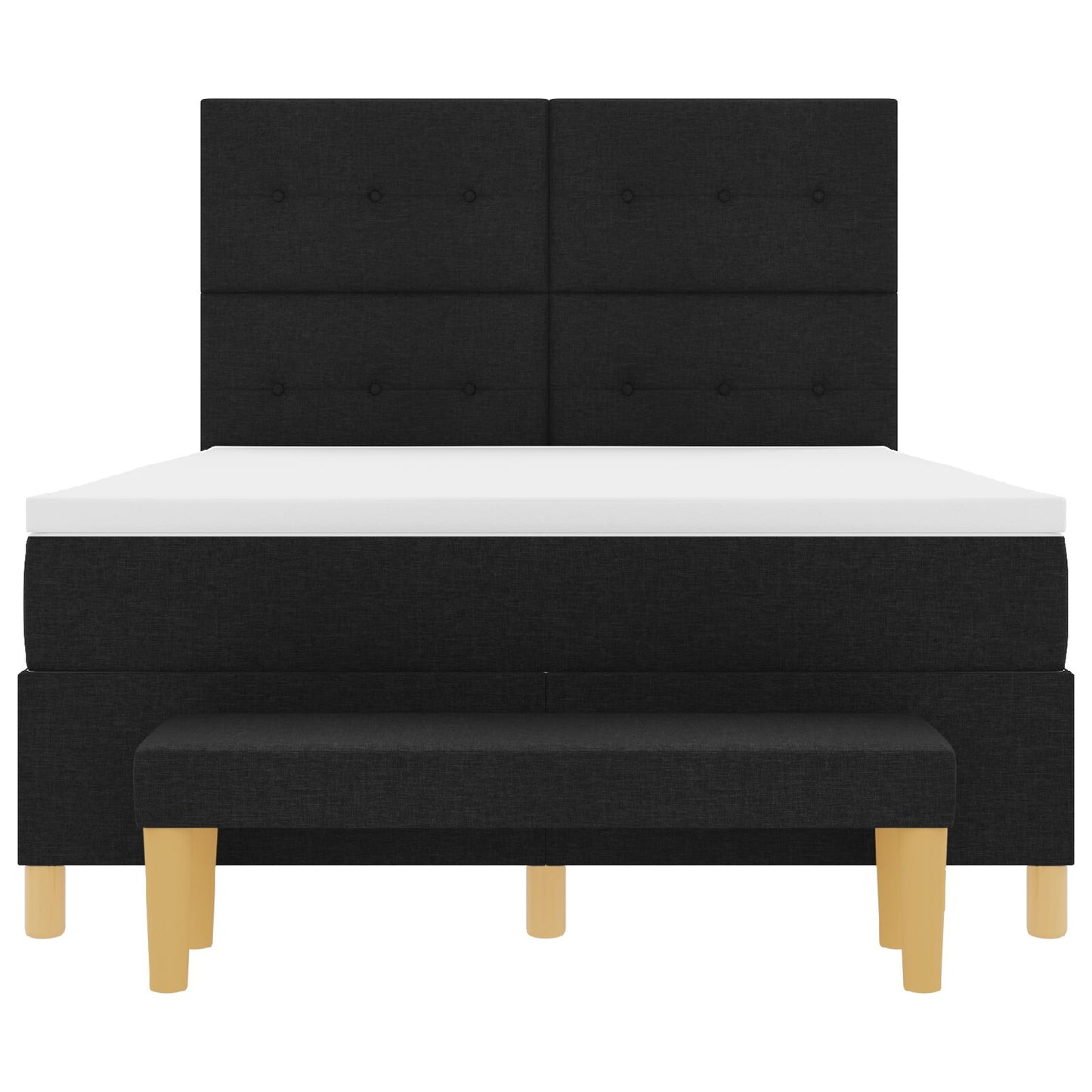 Boxspring Bed Met Matras & Bank Stof Zwart 140 x 200 cm Knop tufted