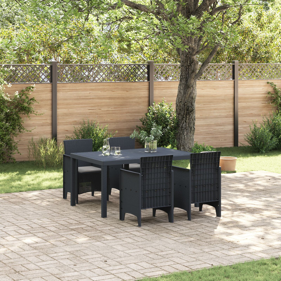 5 Delige Tuin Eetset Met Kussens Antraciet Poly Riet