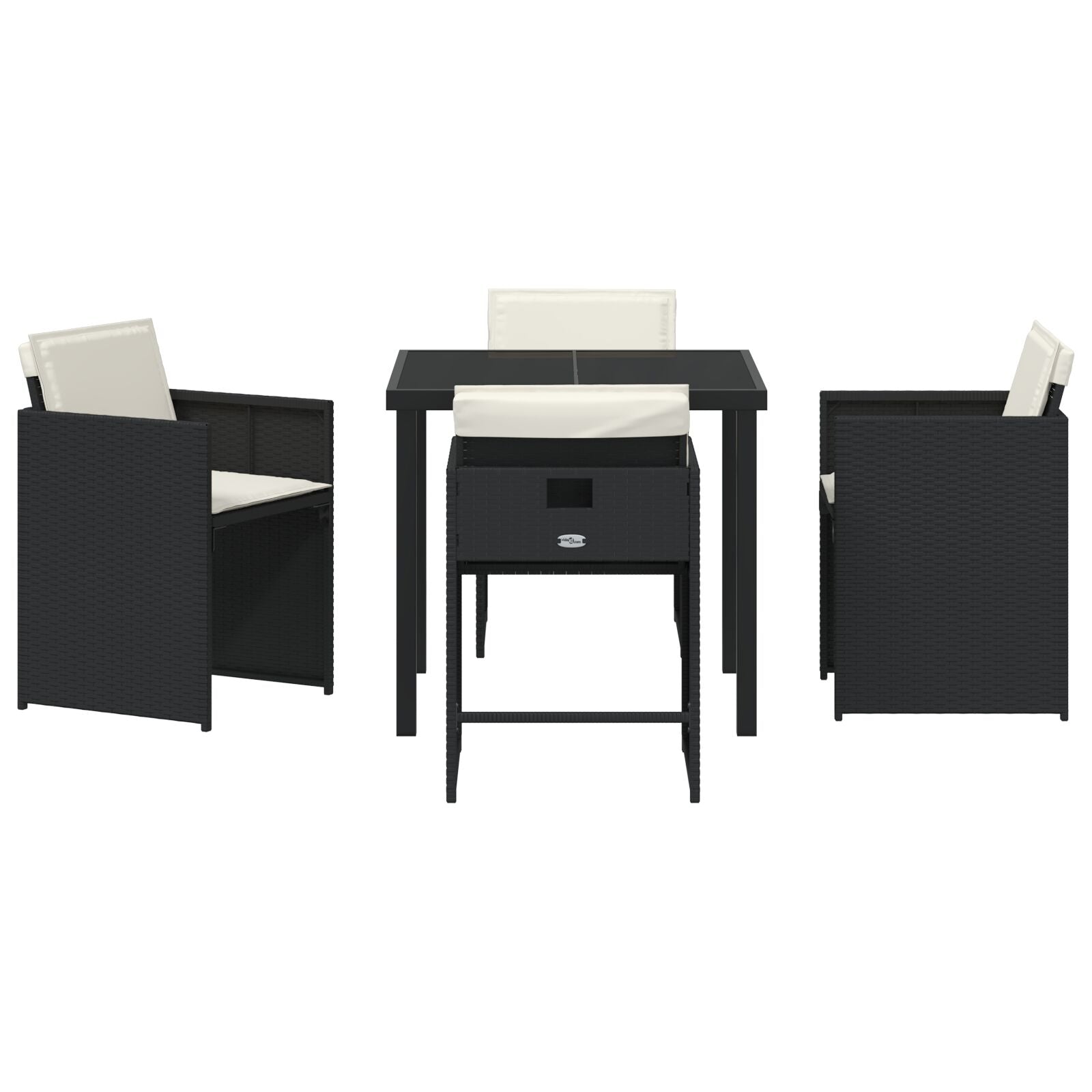 5-Delige Tuinset Met Kussens Zwart Poly Rattan