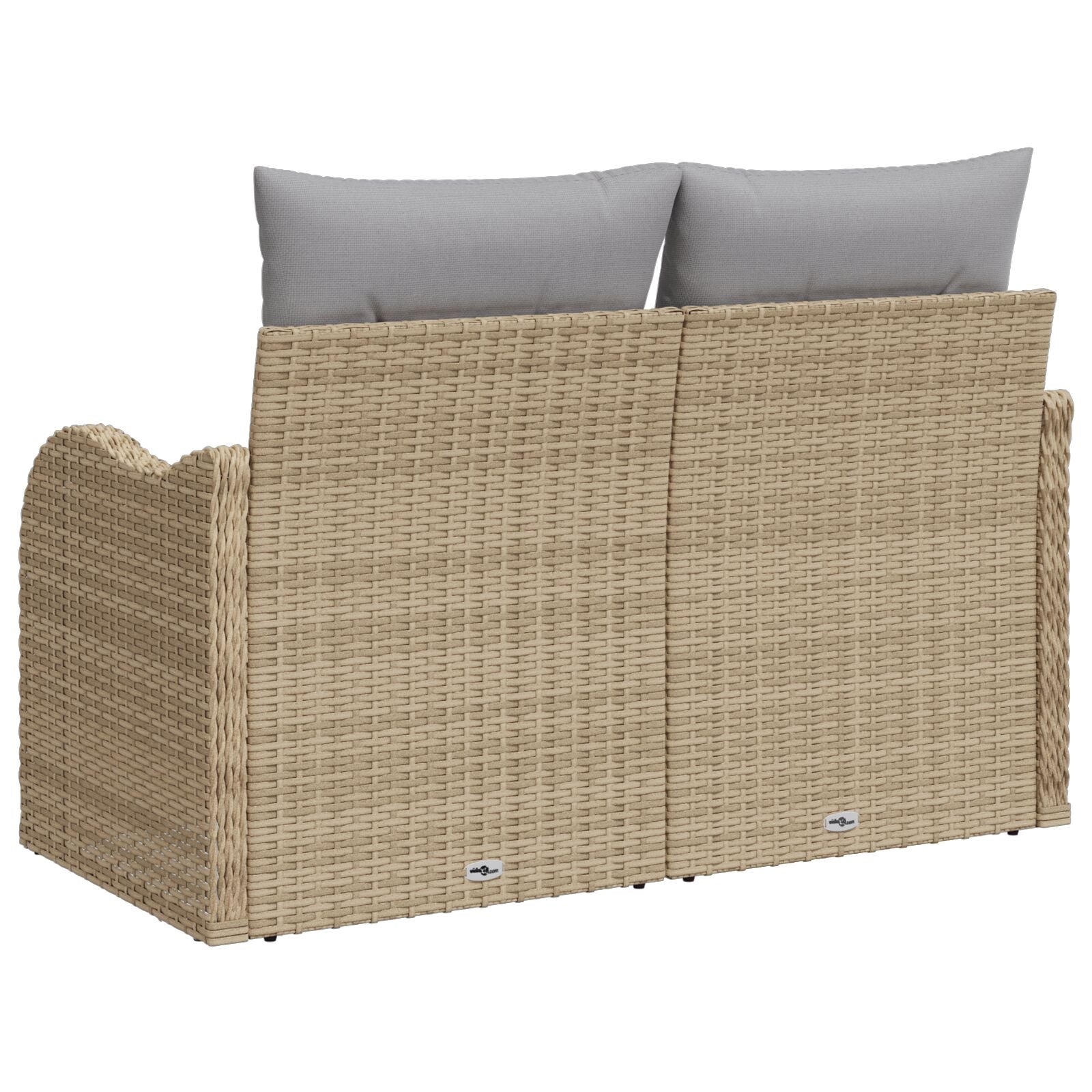 2-Zits Tuinbank Met Kussens Poly Rattan Beige en Grijs zonder opslag