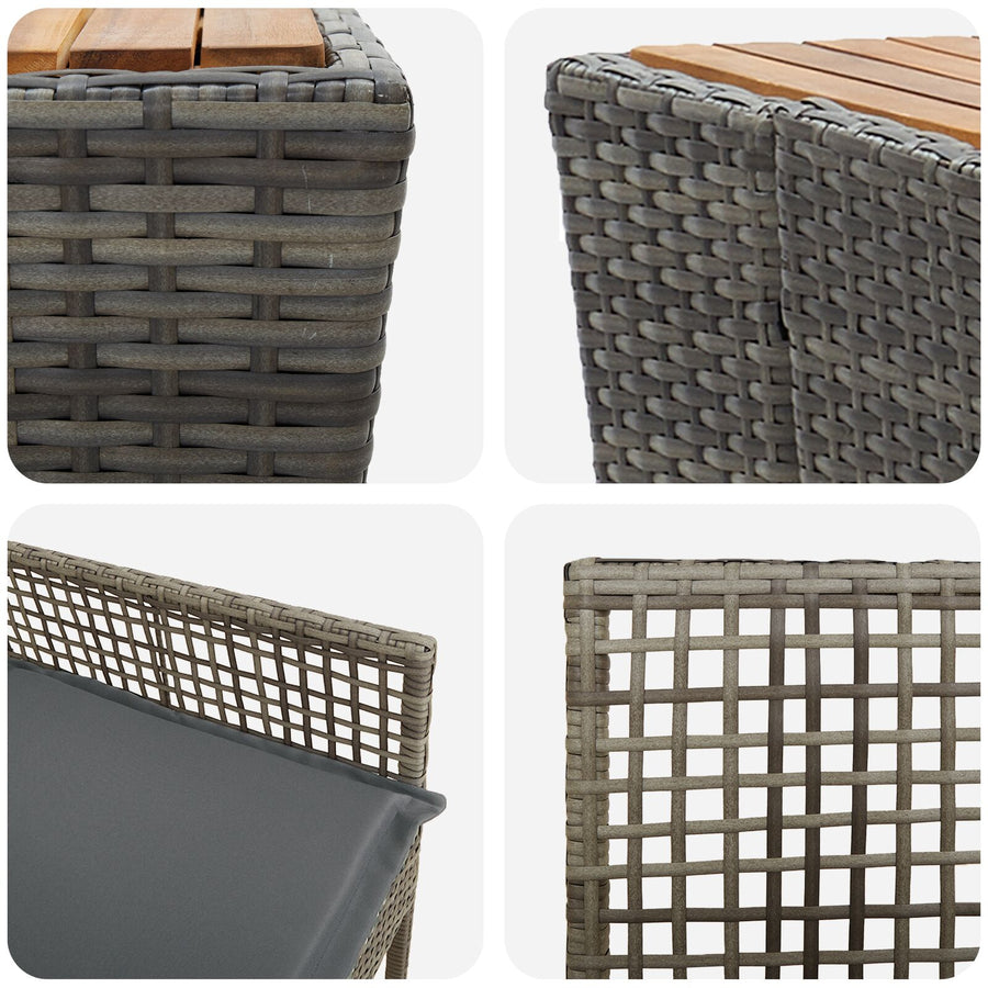 3-Delige Tuin Bistroset Met Kussens Grijs Poly Rattan