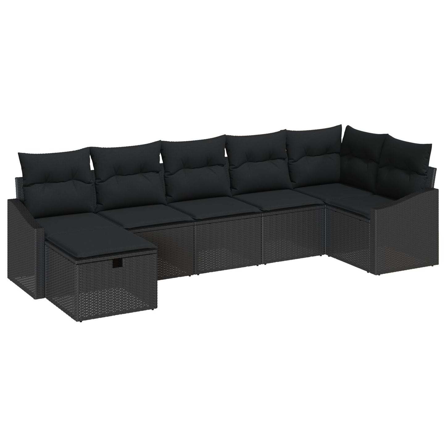 7-Delige Tuinbankset Met Kussens Zwart Poly Rattan Wit