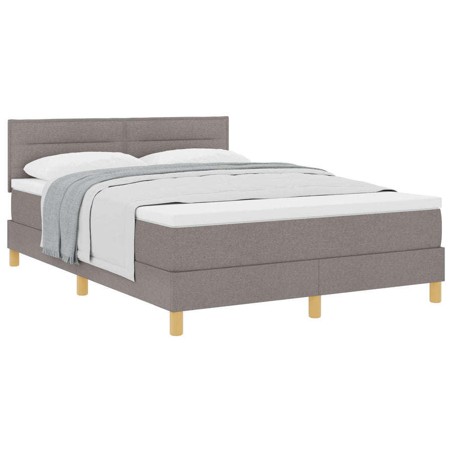 Boxspringbed Met Matras Stof Taupe 140 x 190 cm Lijnen ontwerp