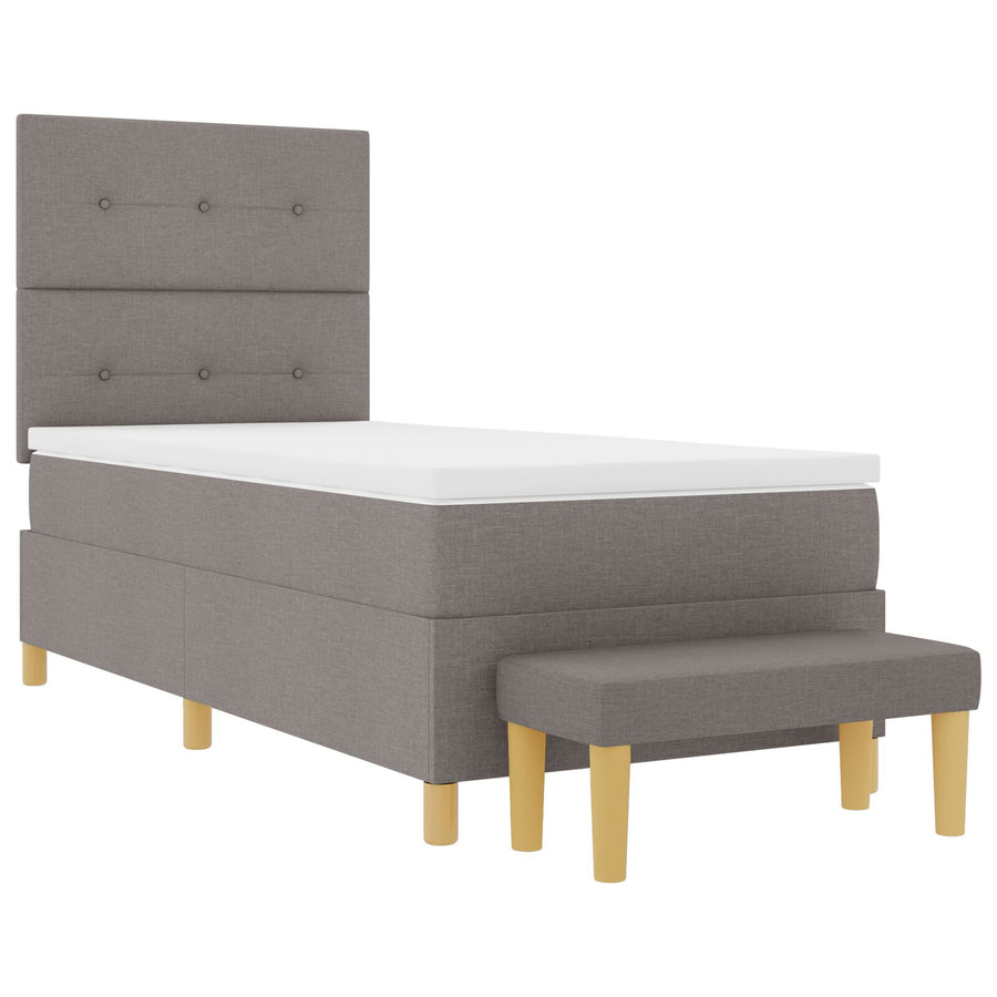 Boxspringbed Met Matras & Bank Stof Taupe 90 x 200 cm Knoopbed