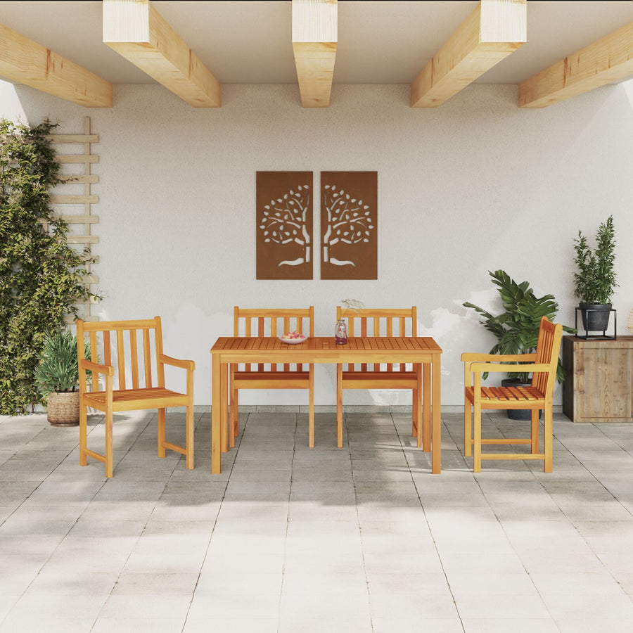 5-Delige Tuintafelset Van Massief Acaciahout 140 cm lange tafel 4-Persoons