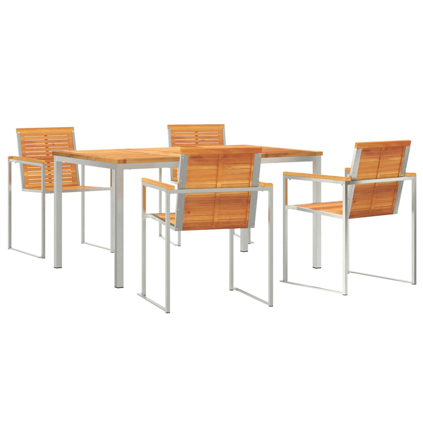 5-delige Tuin Eetset Massief Acacia, vidaXL Buiten Eettafel 150x90x75 cm Massief Acacia