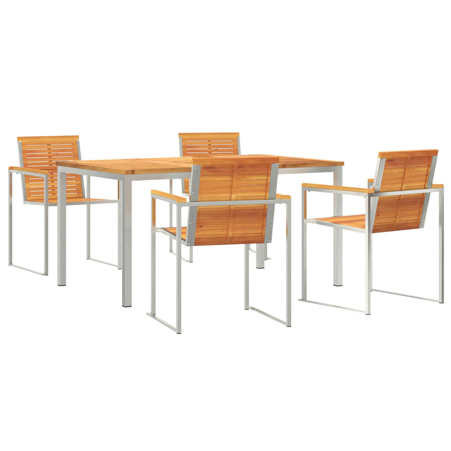 5-delige Tuin Eetset Massief Acacia, vidaXL Buiten Eettafel 150x90x75 cm Massief Acacia